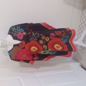 Floral swim cover up with seamed sides